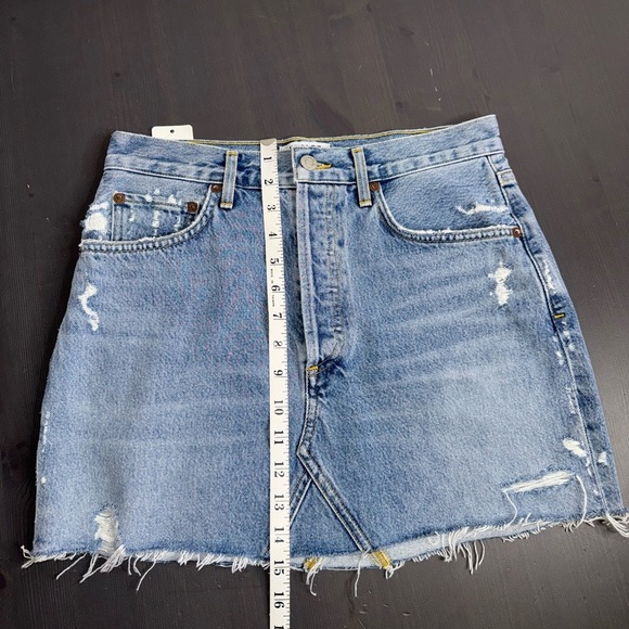 AGOLDE Quinn High-Rise Frayed Denim Jean Mini Skirt NWT - Picture 11 of 11